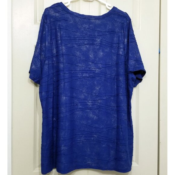 🆕️ Penningtons Silver Glitter Ripple Stitch Blue Relaxed Fit Tee - Picture 2 of 3